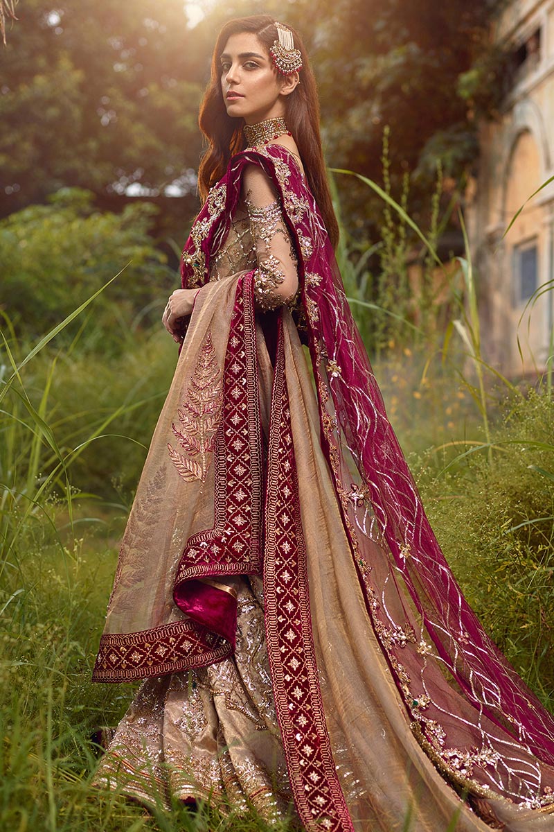 MNR | 3 Piece Unstitched Embroidered Zari Sharara | Zaar Bakht