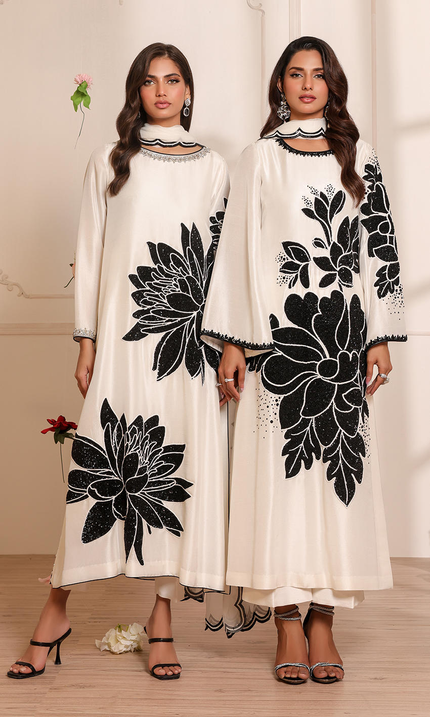 Nomi Ansari | 3 Piece Unstitched Embroidered Raw Silk | NALP24-24