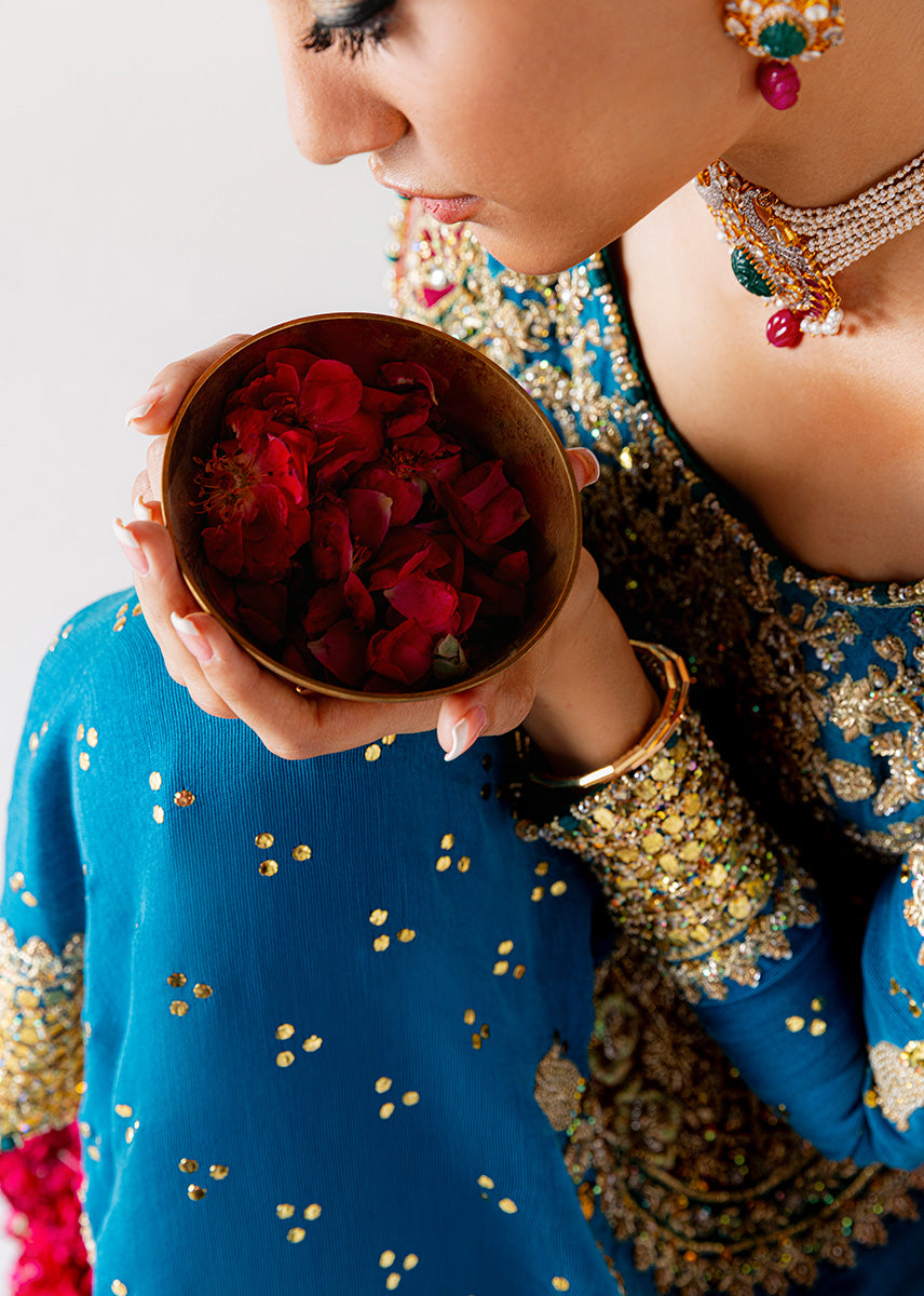 Sara Rohale Asghar | 3 Piece Unstitched Embroidered Khaddi Cotton Net | Shab Ayin