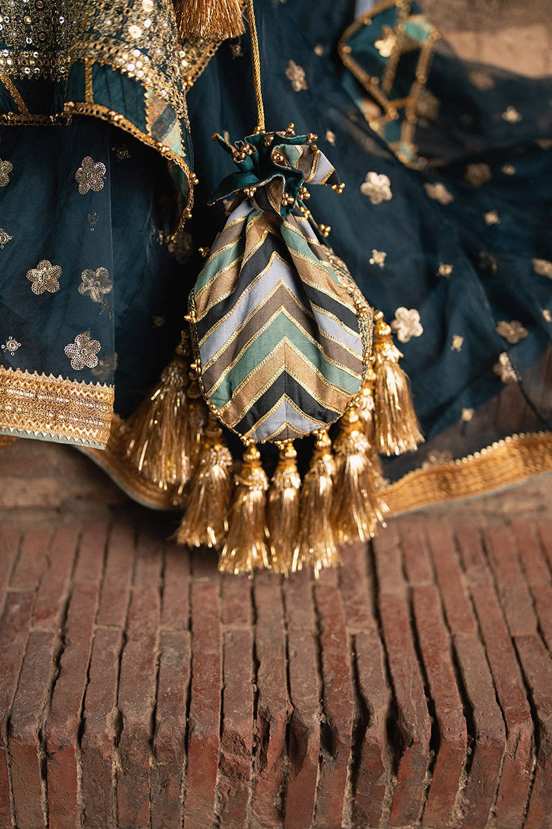 MNR | 3 Piece Unstitched Embroidered Tissue Silk | Lehar