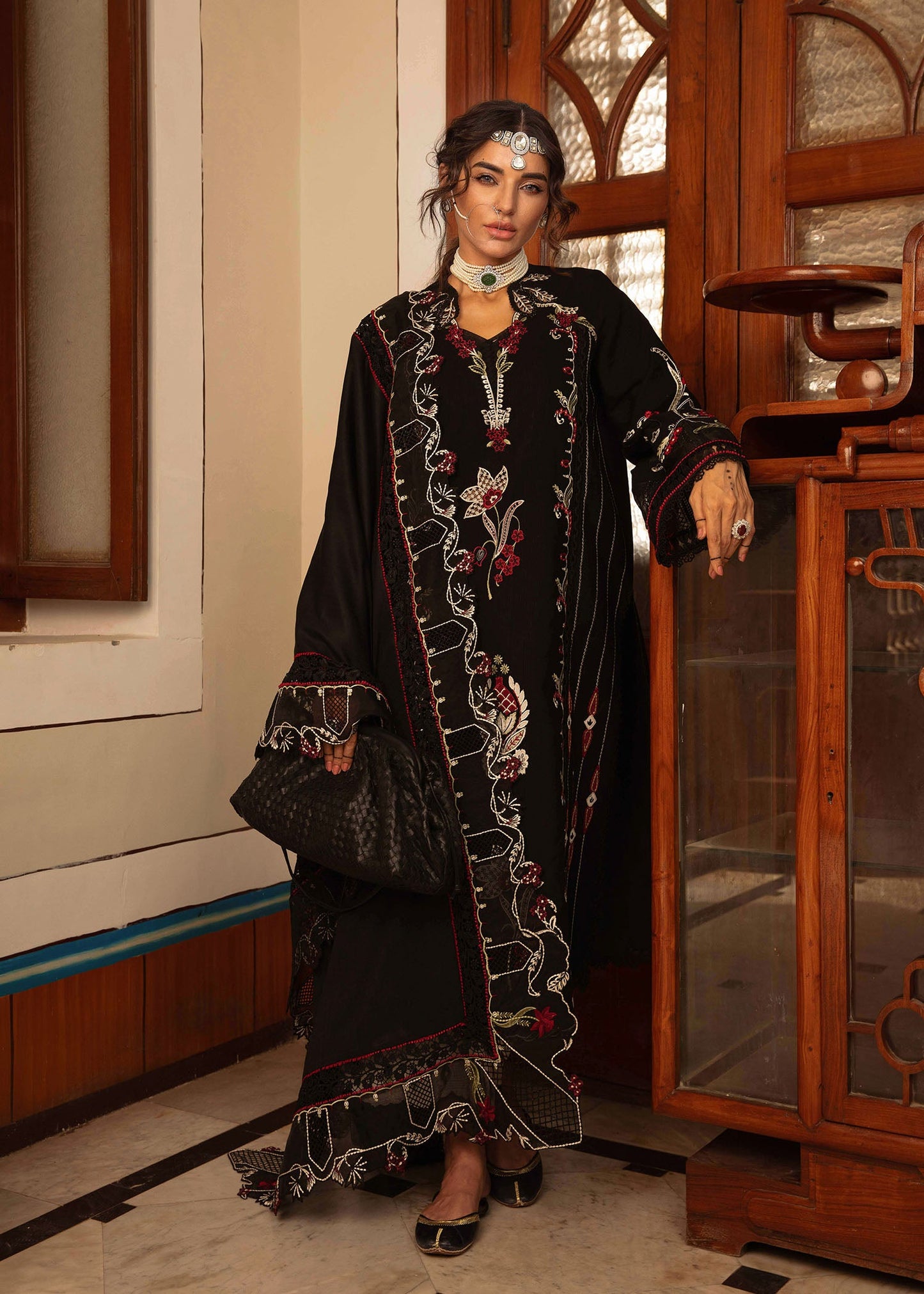 Crimson | 3 Piece Unstitched Embroidered Lawn | Meenakari | CWTR24-D5