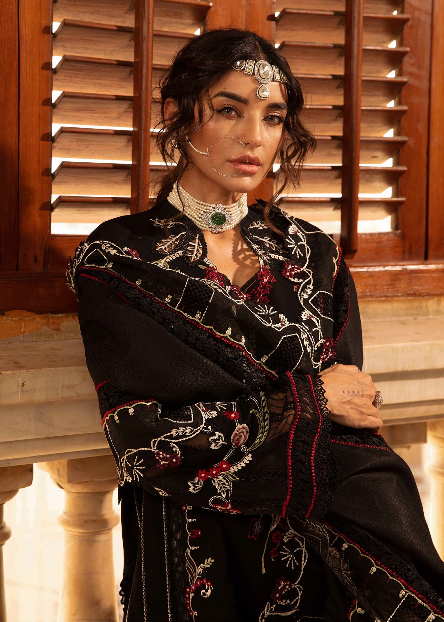 Crimson | 3 Piece Unstitched Embroidered Lawn | Meenakari | CWTR24-D5