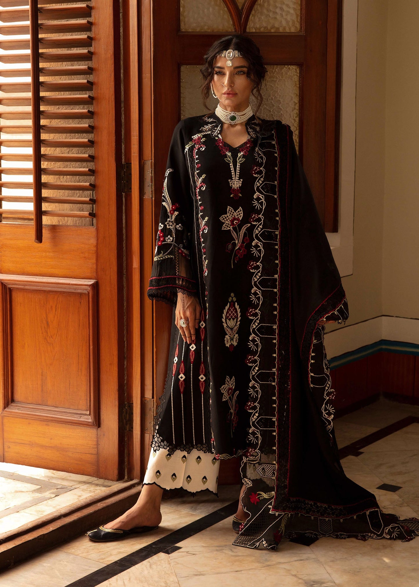 Crimson | 3 Piece Unstitched Embroidered Lawn | Meenakari | CWTR24-D5