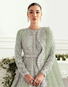 Akbar Aslam | Bridal Net Maxi | HYACINTH - Pista