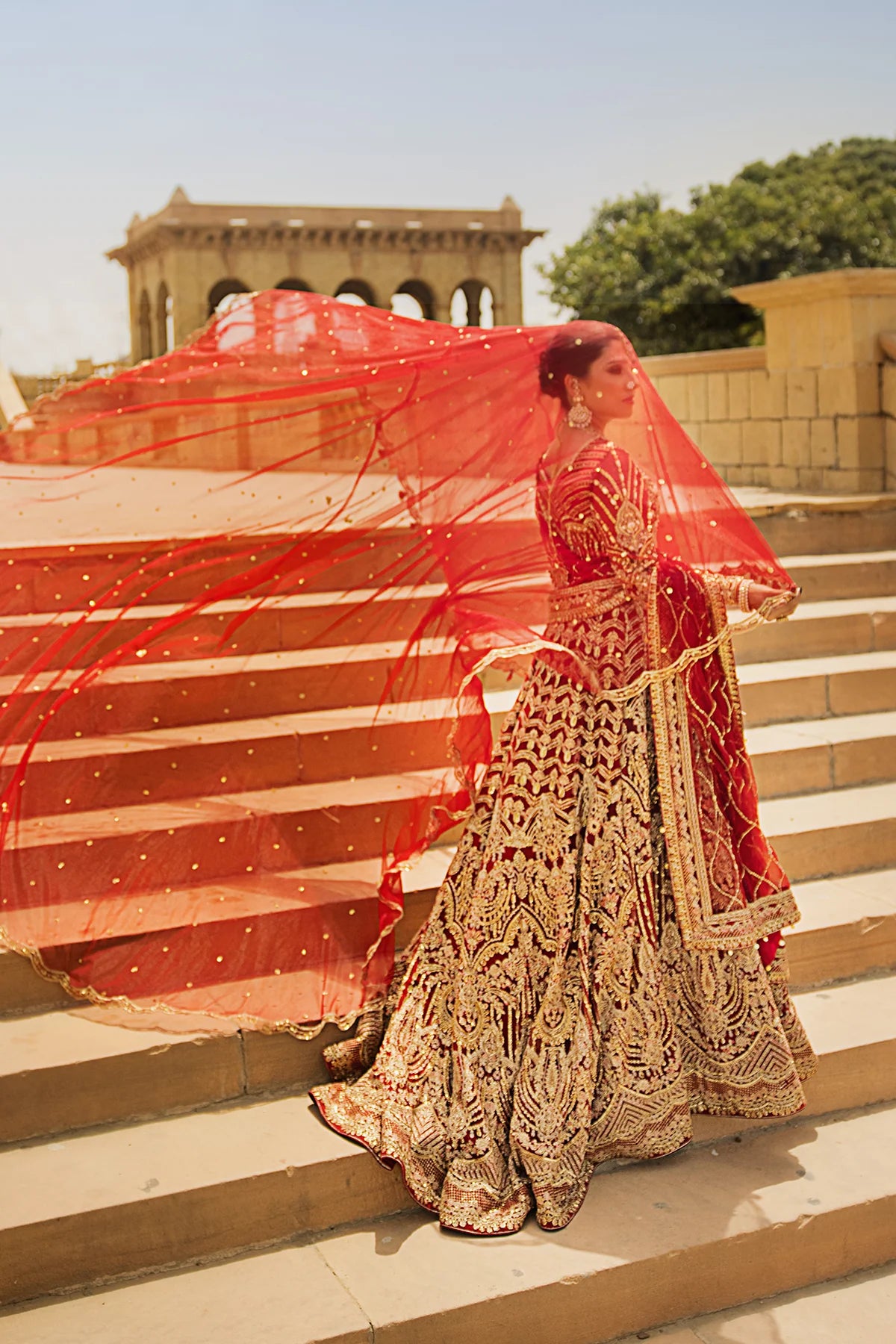 Erum Khan | 3 Piece Unstitched Embroidered Dyed Lehnga | Laila