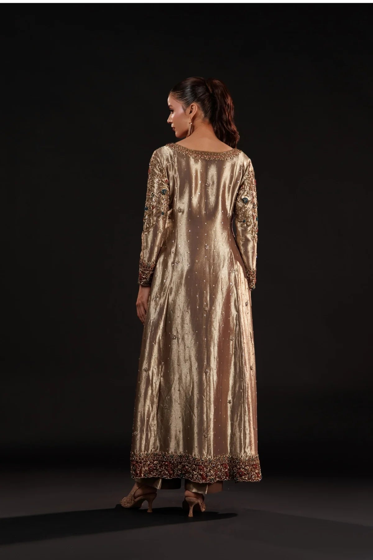 Usama | 3 Piece Unstitched Embroidered Silk | Gilded Mosaic