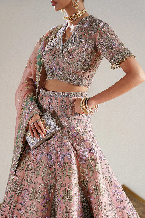 Suffuse | 3 Piece Unstitched Organza Choli with Lehenga | Zaleh