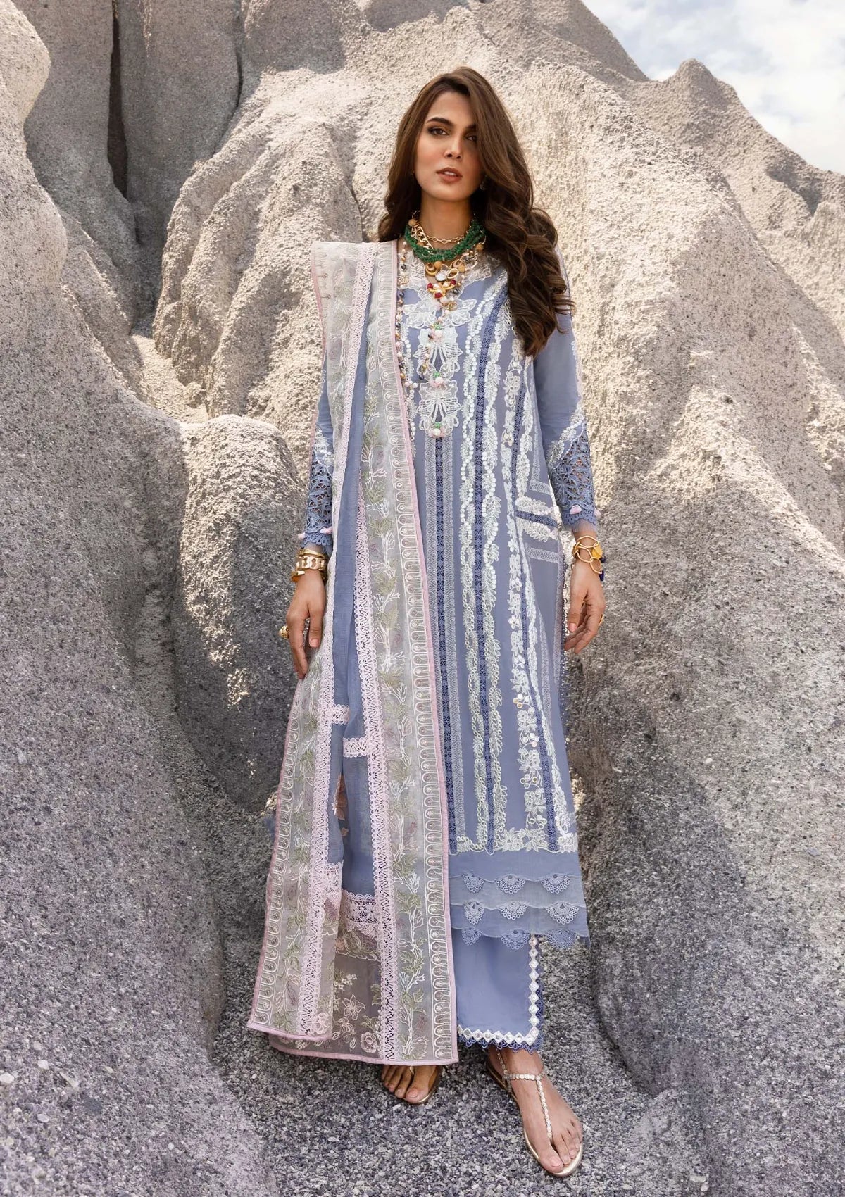 Saira Shakira | 3 Piece Unstitched Embroidered Lawn | NADINE-A