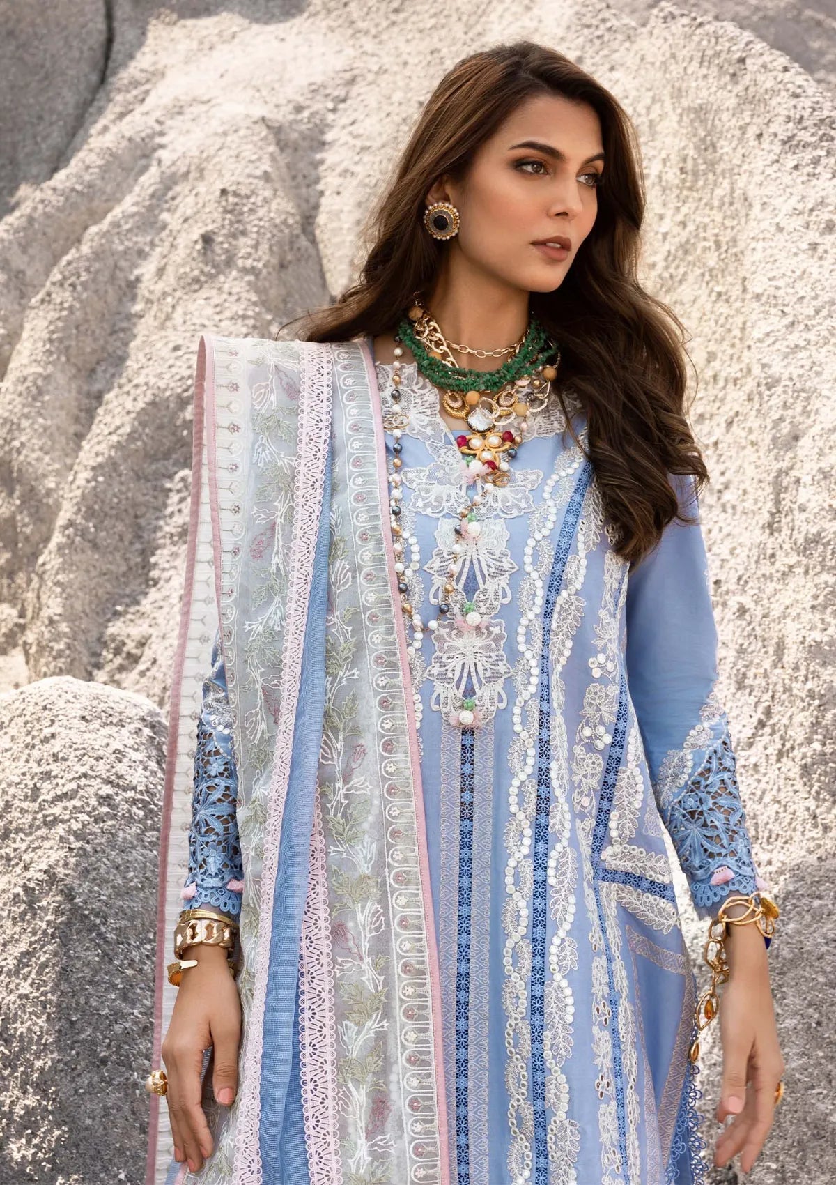 Saira Shakira | 3 Piece Unstitched Embroidered Lawn | NADINE-A