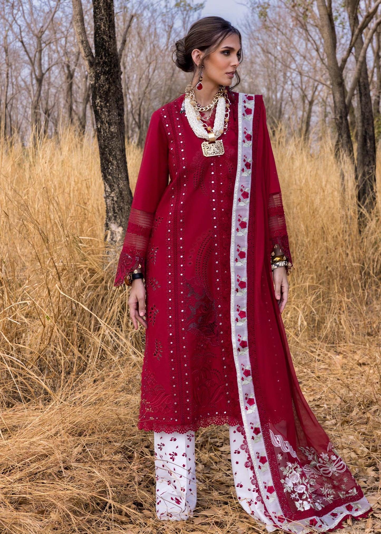 Saira Shakira | 3 Piece Unstitched Embroidered Lawn | SHAMS-A