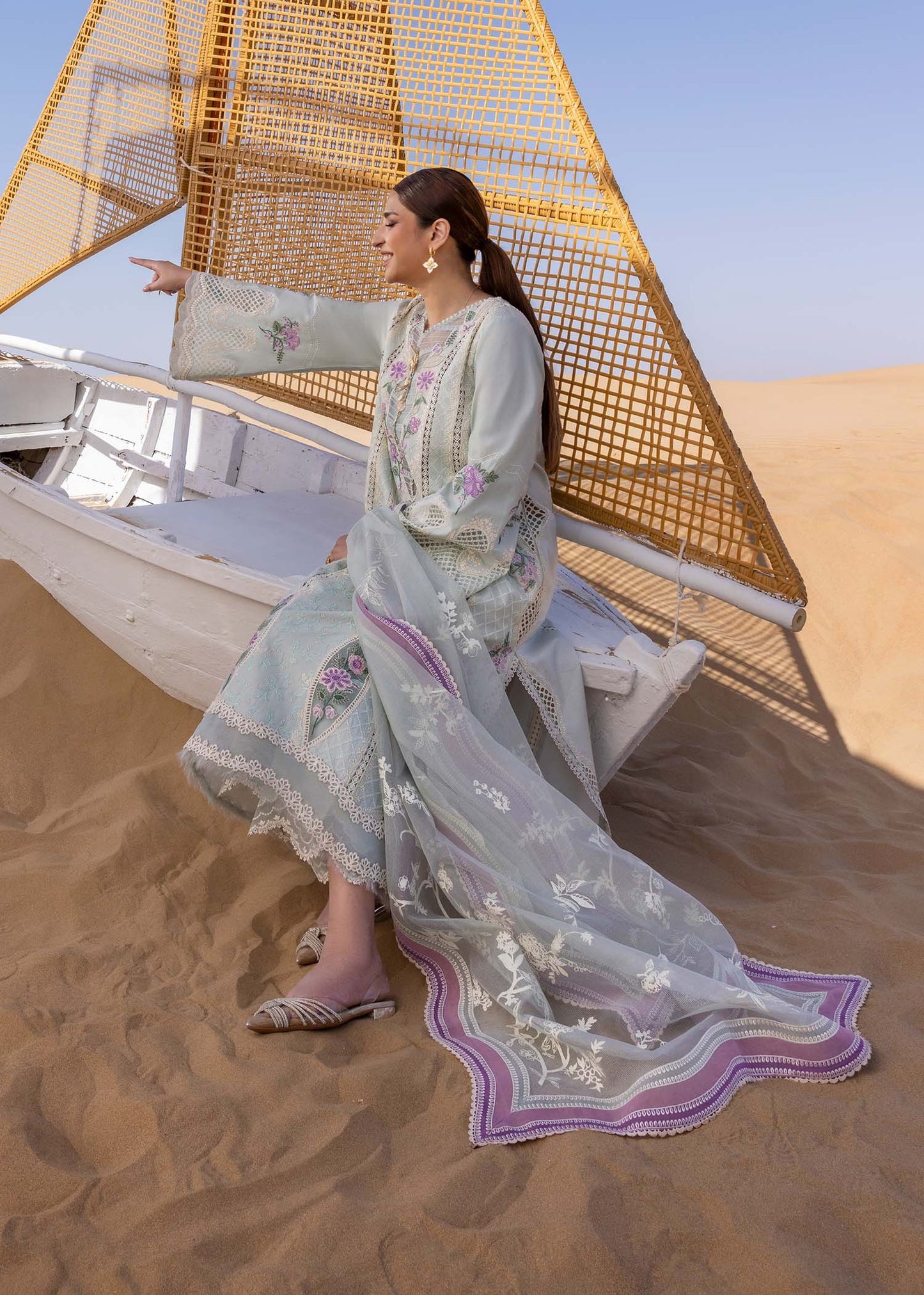 Crimson | 3 Piece Unstitched Embroidered Lawn | Tale - D2 A