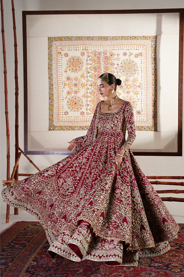 Soraya | 3 Piece Unstitched Embroidered Raw Silk Lehenga | Fariyn
