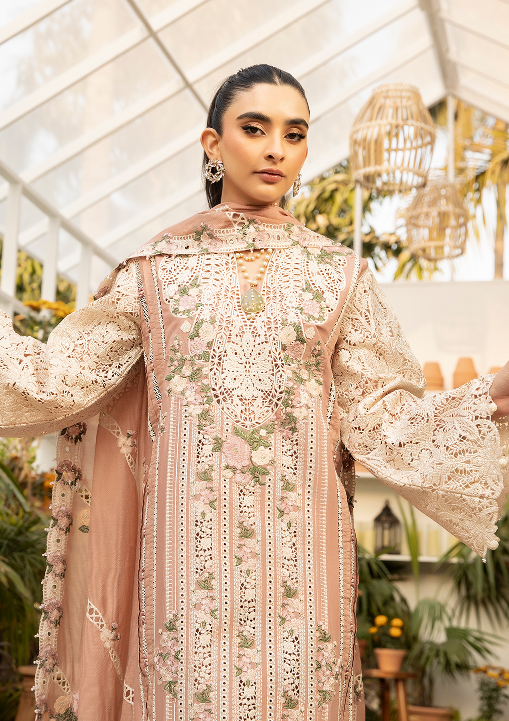 Elaf Premium | 3 Piece Unstitched Embroidered Lawn | ELM-12 SHAHANA