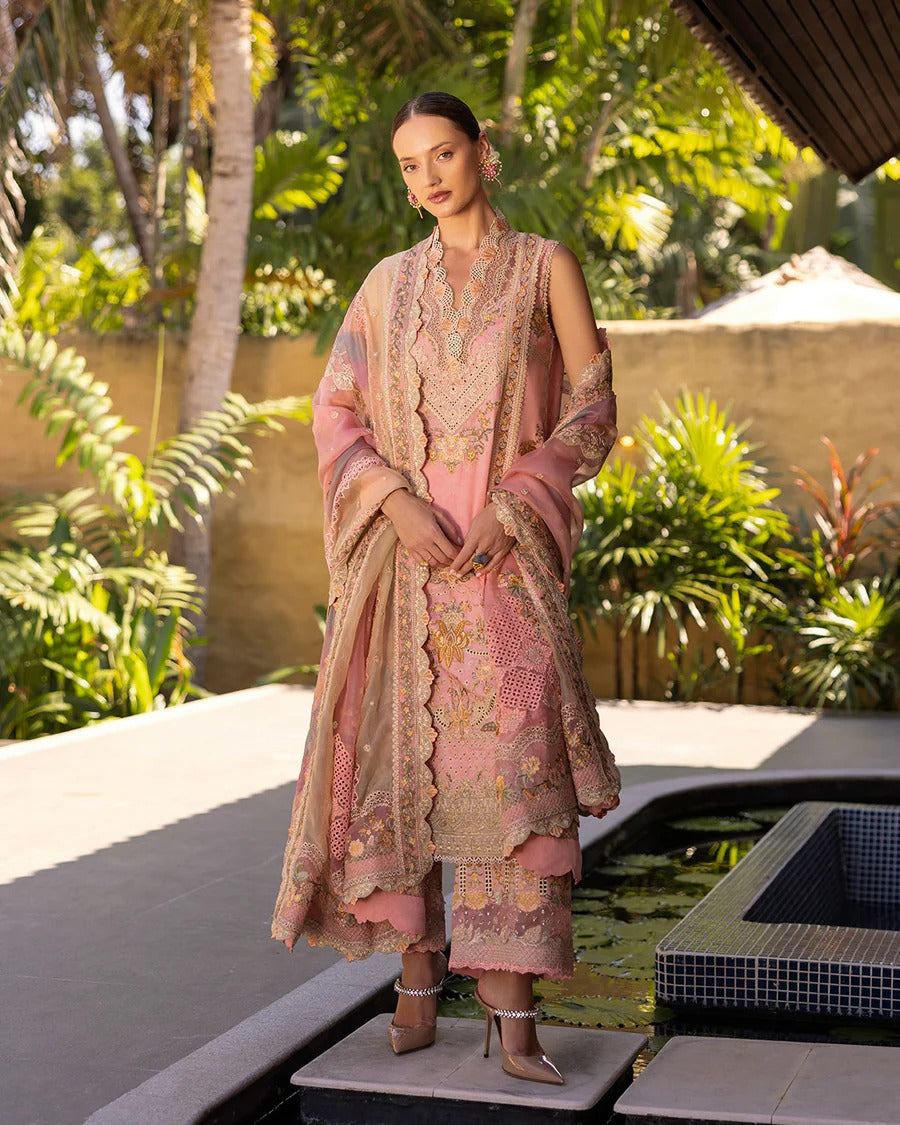 Faiza Saqlain | 3 Piece Unstitched Embroidered Lawn | Peony