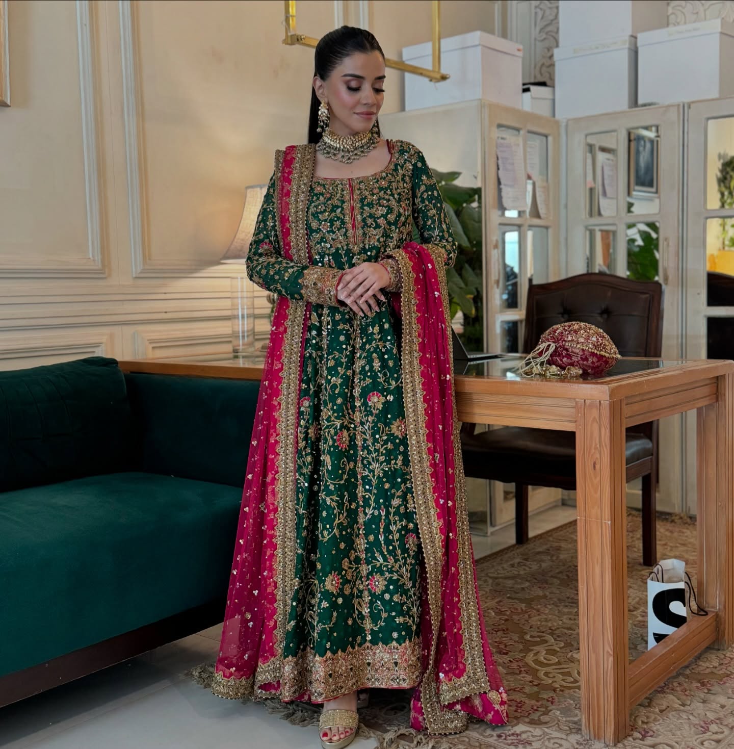 formal unstitched dress Neeshay Parinaaz Unstitched Wedding Formal Net Dress main image 1