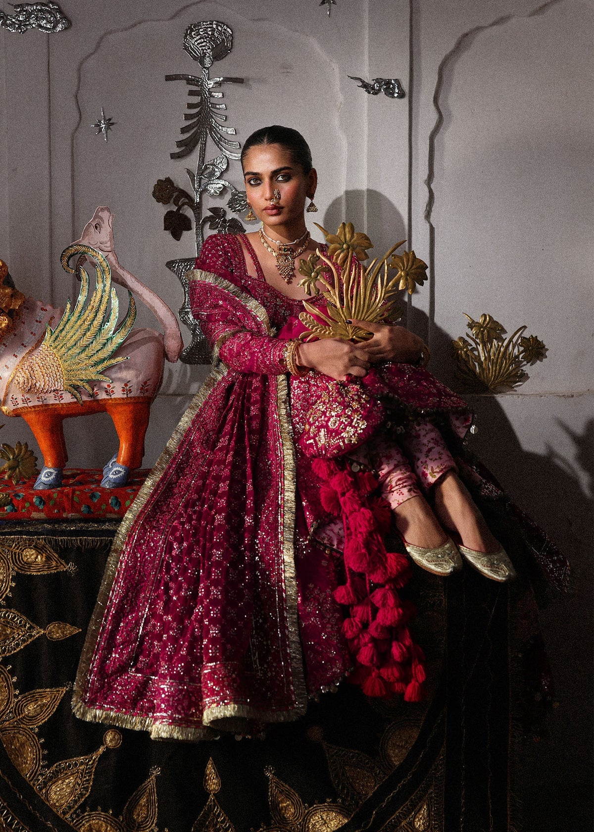 Hussain Rehar | 3 Piece Unstitched Embroidered Raw Silk | Gulpanra