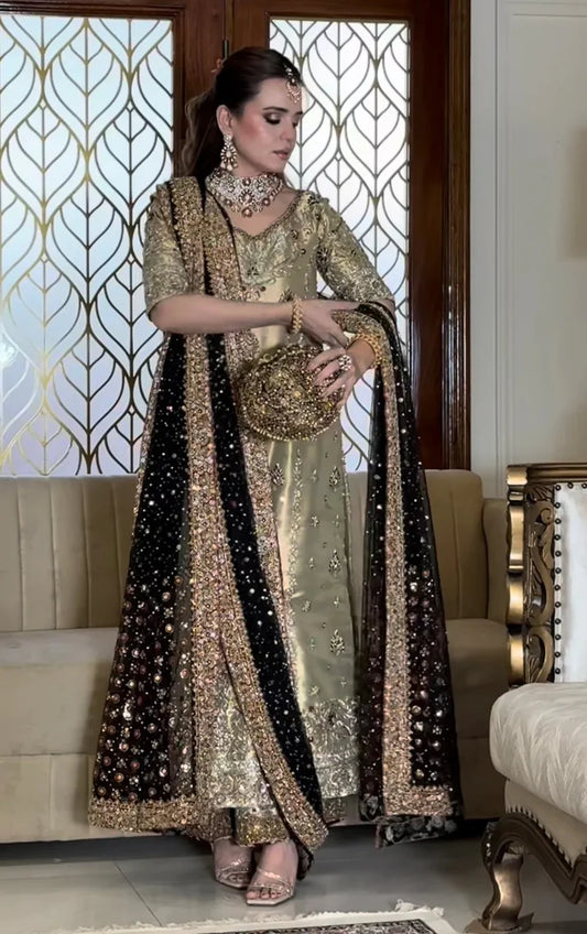 Haris Shakeel | 3 Piece Unstitched Embroidered Myssory | Sumbul Iqbal