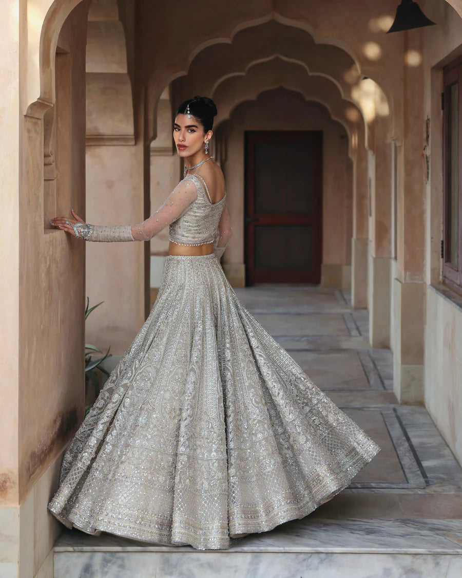 Faiza Saqlain | Unstitched Embellished Net Choli with Lehenga | Cammi
