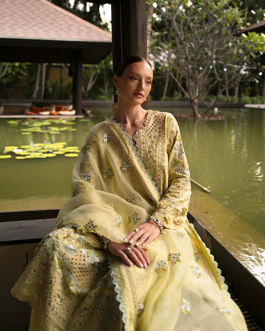 Faiza Saqlain | 3 Piece Unstitched Embroidered Lawn | Azalea