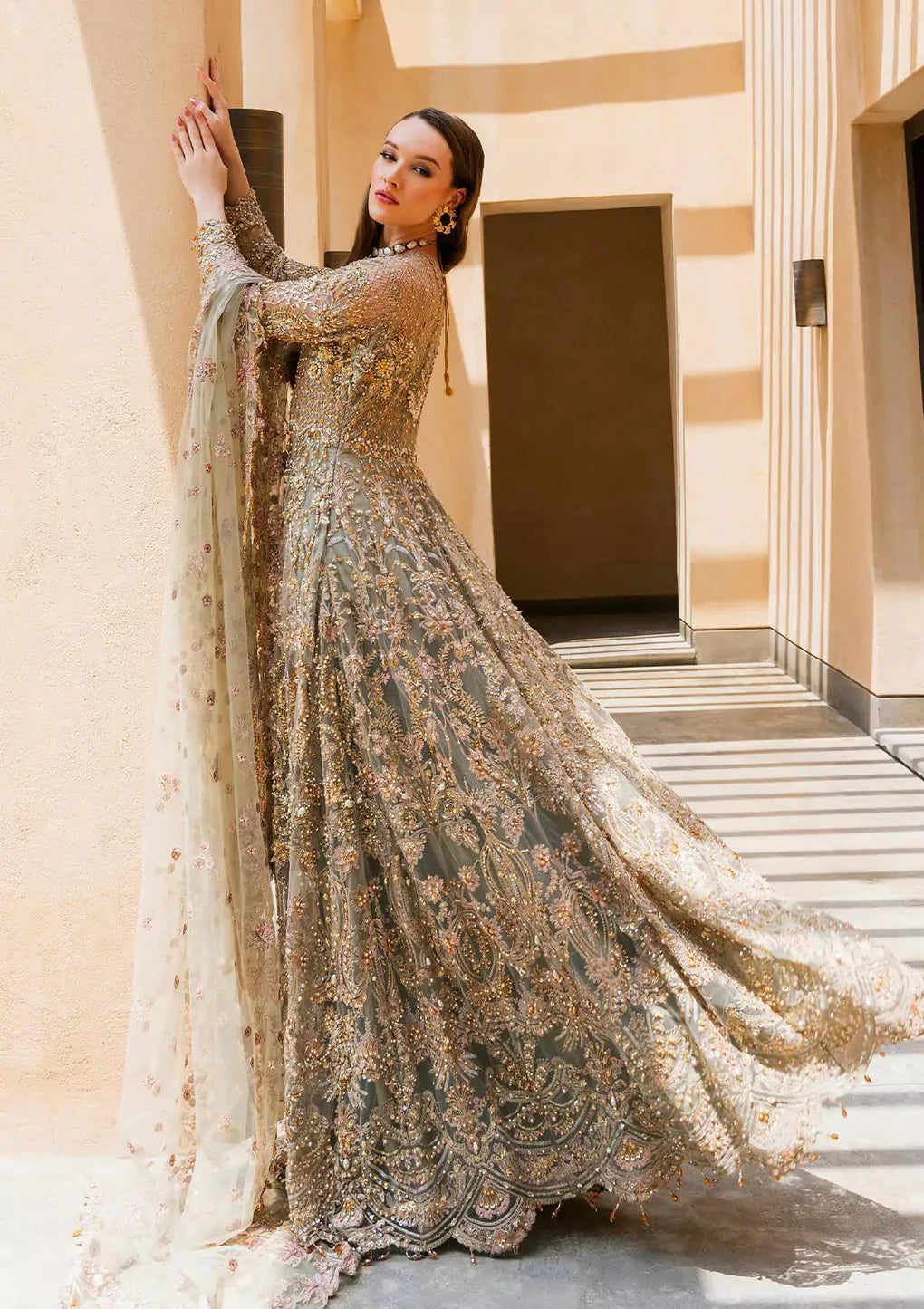 Elaf Premium | 3 Piece Unstitched Embroidered Poly Net Hand Embellished | EEB-08 RANIA