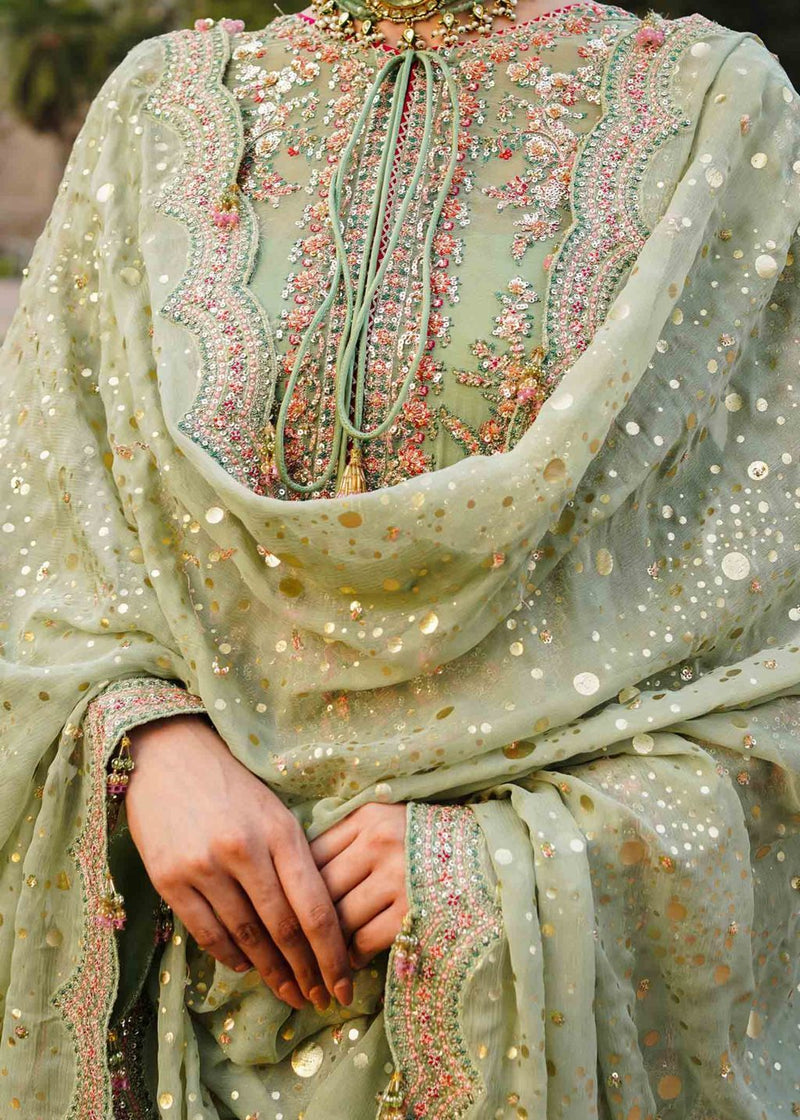 Hussain Rehar | Unstitched Embroidered Chiffon Screen printed Sharara | Rang