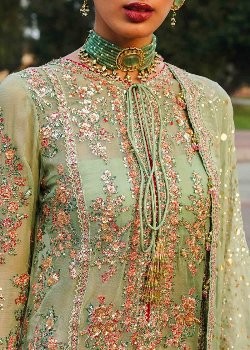 Hussain Rehar | Unstitched Embroidered Chiffon Screen printed Sharara | Rang