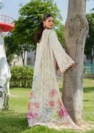 Elaf Premium | 3 Piece Unstitched Embroidered Lawn | ELH-7A WHITE EMPRESS