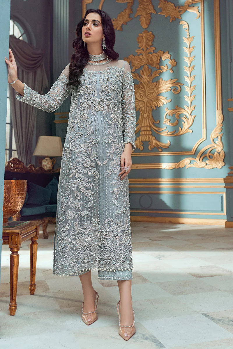 Mushq | 3 Piece Unstitched Embroidered Organza | Adela