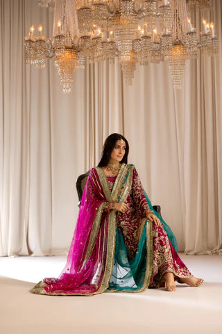Tabya | 3 Piece Unstitched Sheesha silk with hand work | Tabeer