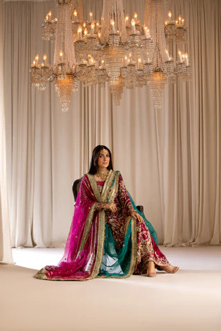 Tabya | 3 Piece Unstitched Sheesha silk with hand work | Tabeer