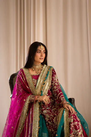 Tabya | 3 Piece Unstitched Sheesha silk with hand work | Tabeer