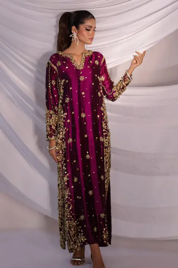 Batik | 3 Piece Unstitched Embroidered Tussle Silk | Expressive Magneta