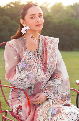 Elaf | 3 Piece Unstitched Embroidered Lawn | ELY-07 Morning Drizzle - Pink