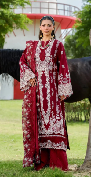 Elaf Premium | 3 Piece Unstitched Embroidered Lawn | ELH-6B JULIET