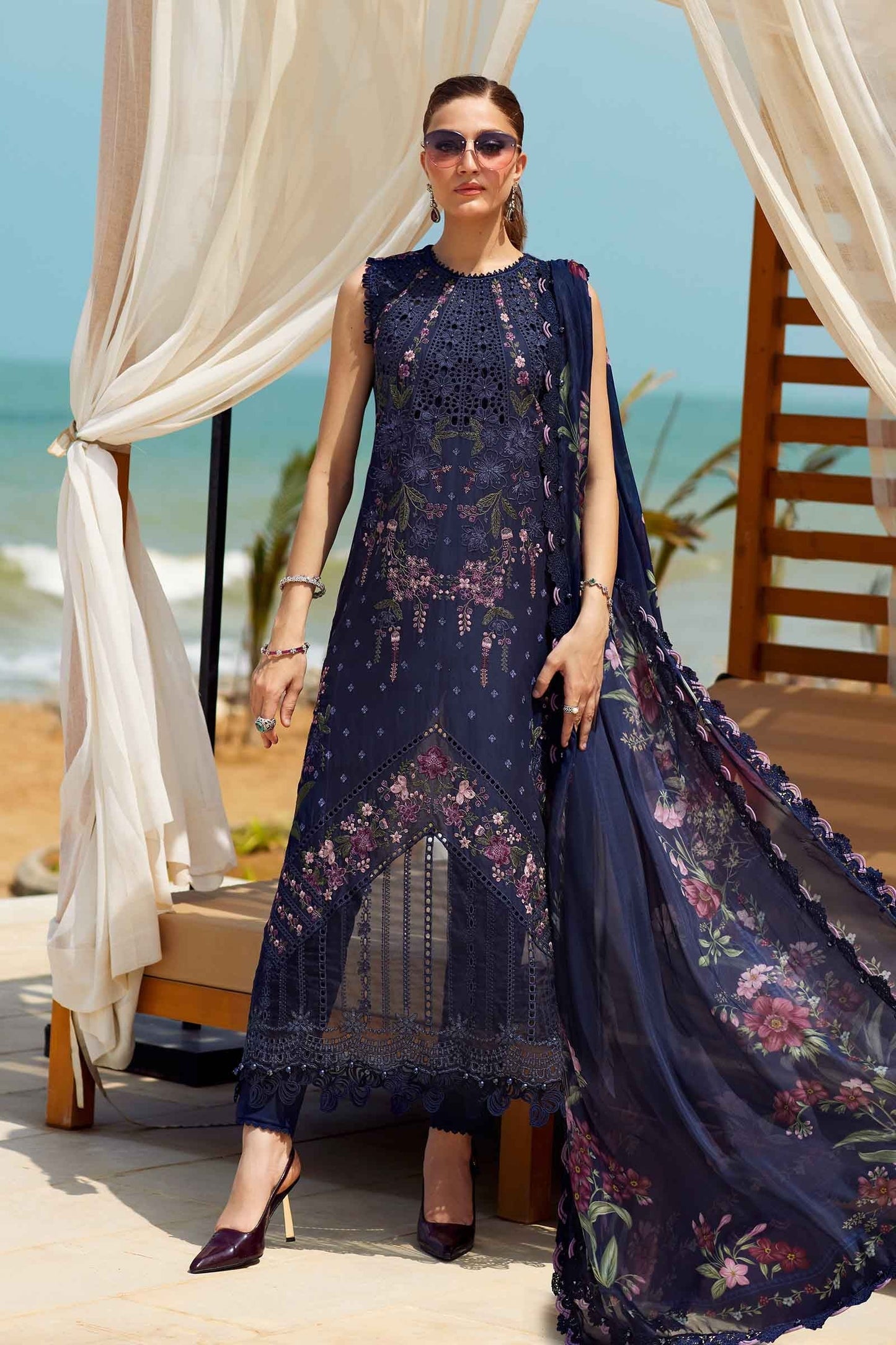 Maria B. | 3 Piece Unstitched Embroidered Lawn Suit | D-25-10