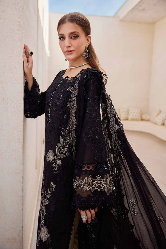 Maria B. | 3 Piece Unstitched Embroidered Paper Cotton Suit | D-25-03