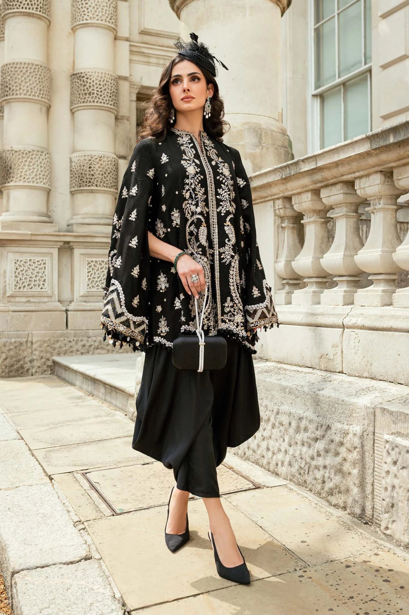 Maria B | 3 Piece Unstitched Embroidered Raw Silk | WF-09-03-Black