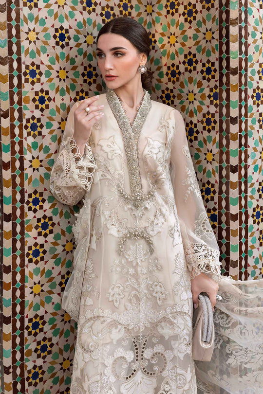 Maria B. | 3 Piece Unstitched Embroidered Organza shirt with Lawn lining Suit | D-2506-A