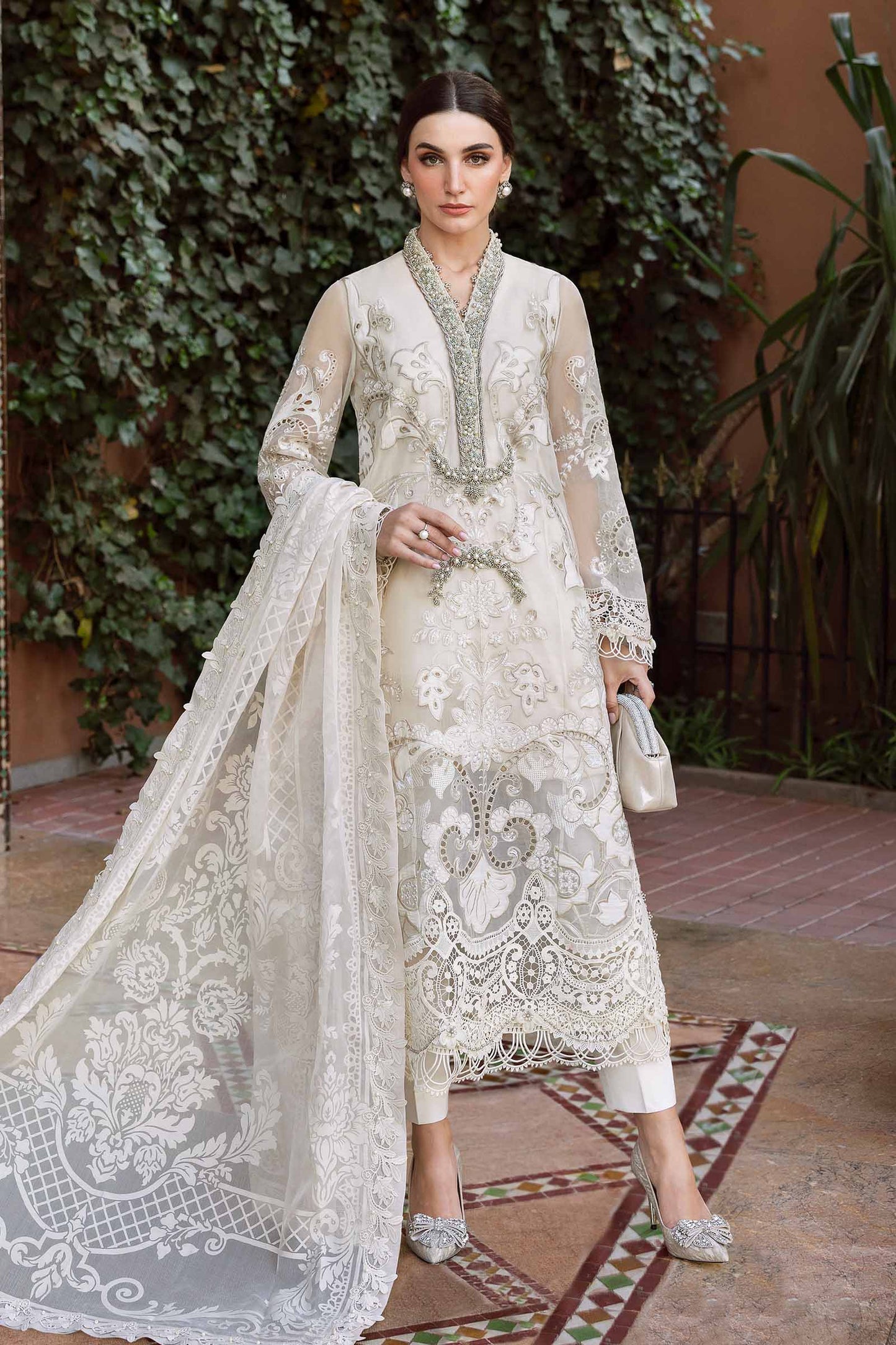 Maria B. | 3 Piece Unstitched Embroidered Organza shirt with Lawn lining Suit | D-2506-A