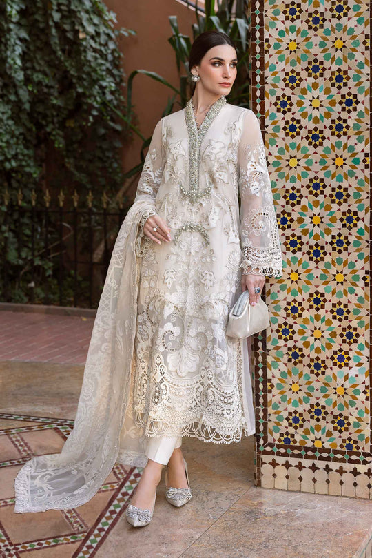Maria B. | 3 Piece Unstitched Embroidered Organza shirt with Lawn lining Suit | D-2506-A