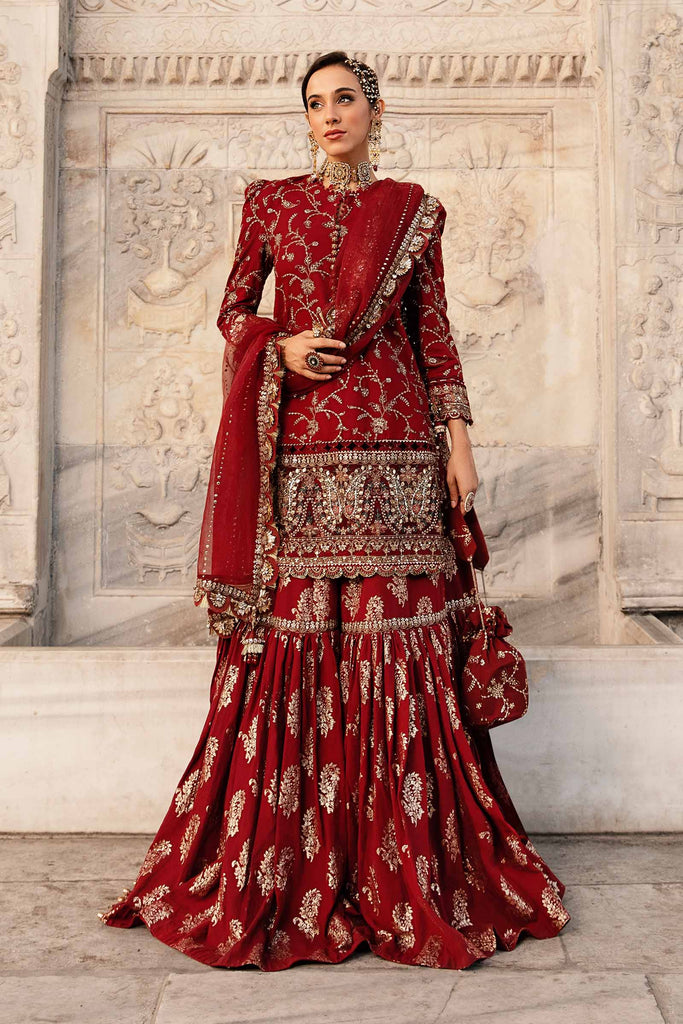 Maria B. | Unstitched Embroidered Cotton Satin Suit | CST-807 - Maroon