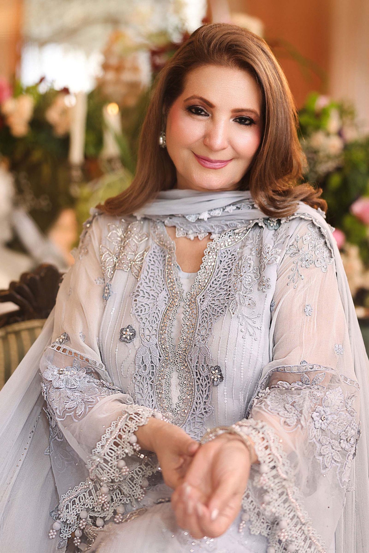 Maria B. | 3 Piece Unstitched Embroidered Chiffon | MPC-26-206-Muted Blue