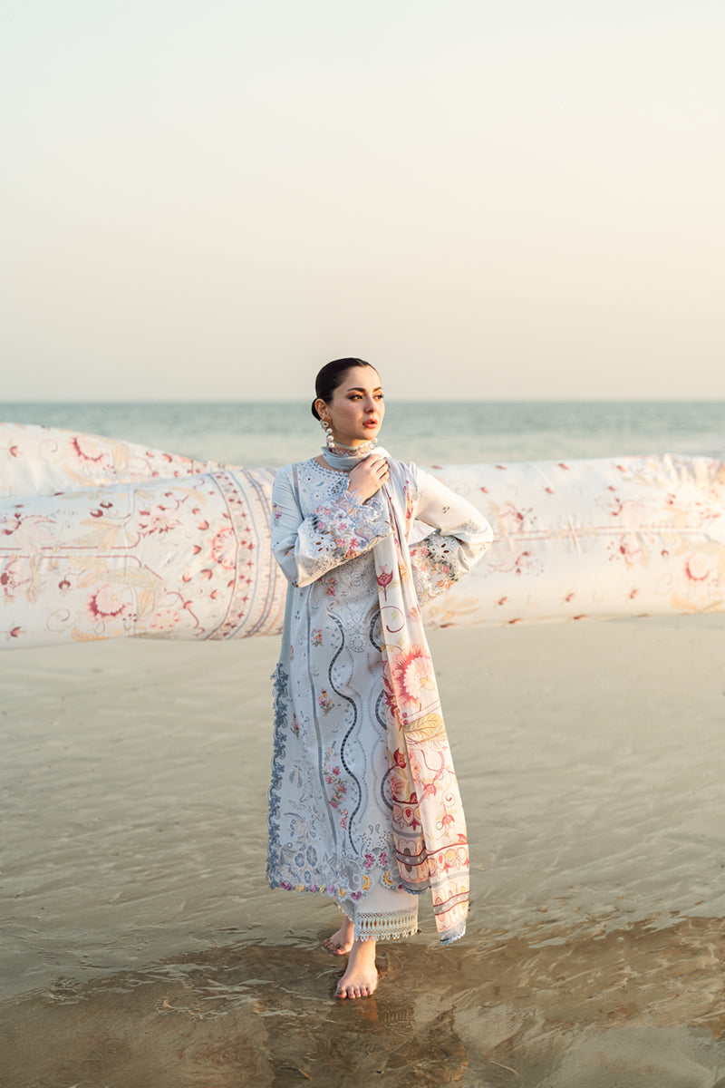 Qalamkar | 3 piece Unstitched Chikankari Embroidered Lawn | FK-02 ISABELLA