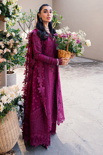 Qalamkar | 3 Piece Unstitched Embroided Chikankari Lawn | FK-11 VIOLET