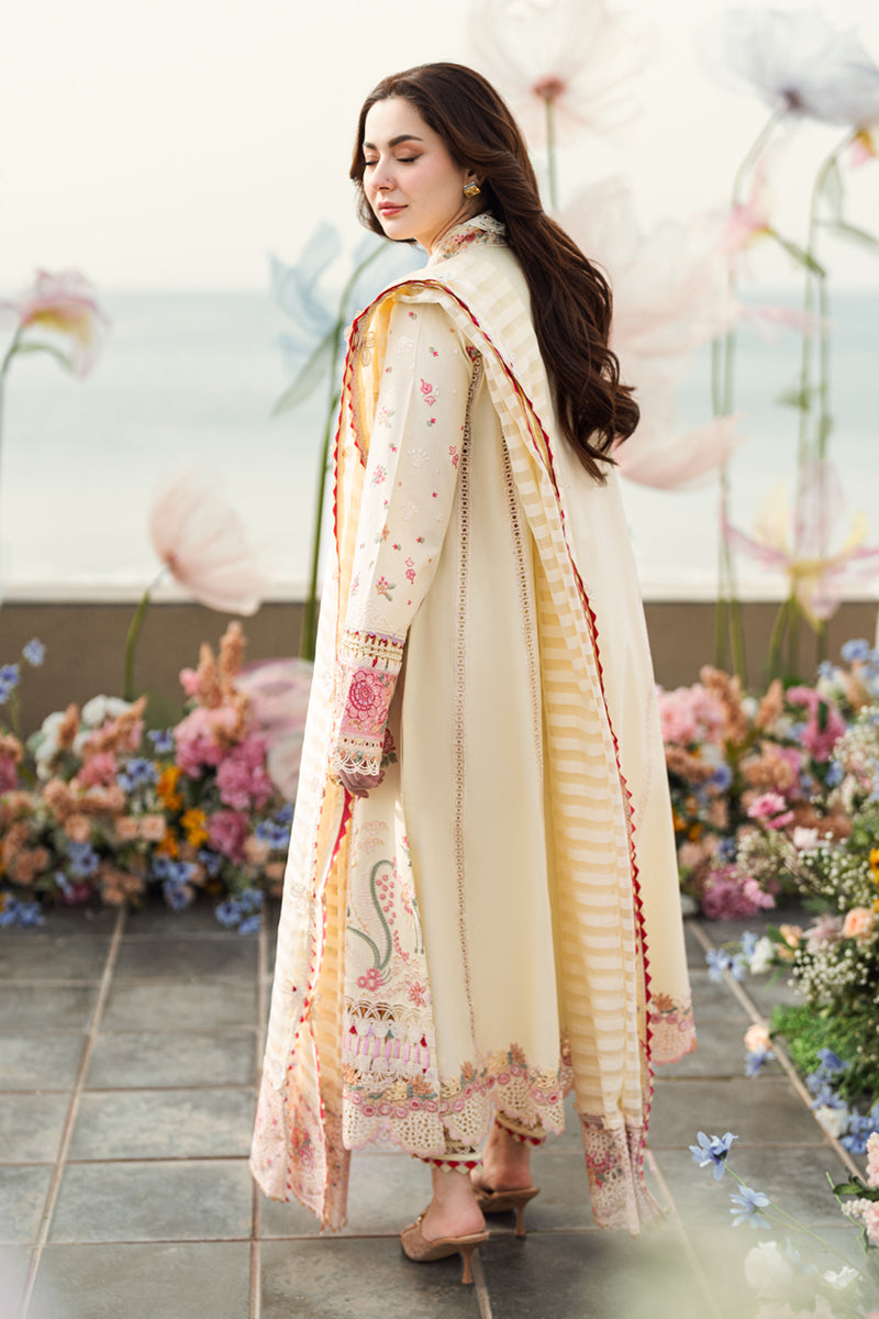 Qalamkar | 3 piece Unstitched Embroidered Lawn with Jacquard Dupatta | FK-14 SCARLETT