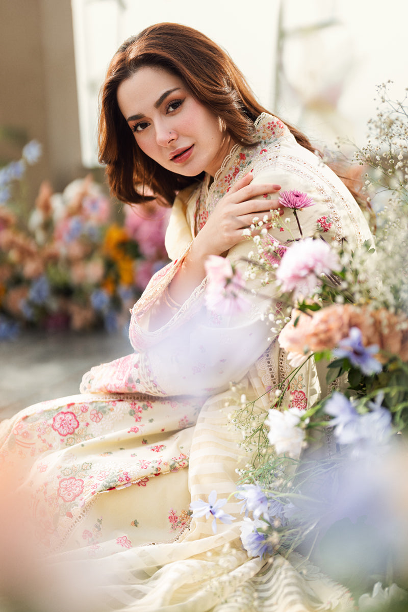 Qalamkar | 3 piece Unstitched Embroidered Lawn with Jacquard Dupatta | FK-14 SCARLETT
