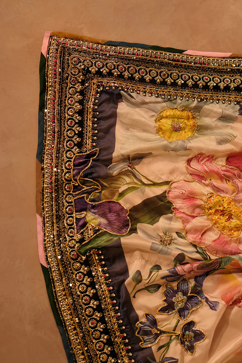 Shazia Kiyani | 3 Piece Unstitched Embroidered Tissue Silk | Shahana