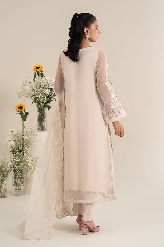 Maria B. | 3 Piece Unstitched Embroidered Organza Shirt with Lawn Lining Suit | DW-EF25-02