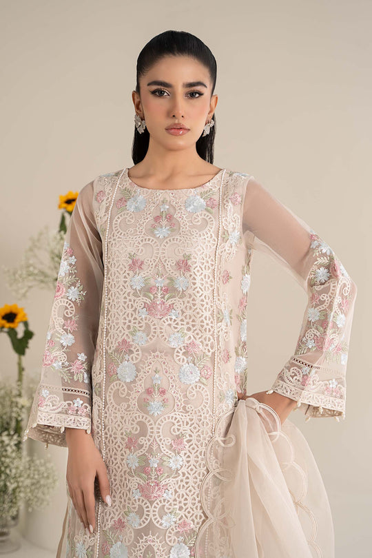 Maria B. | 3 Piece Unstitched Embroidered Organza Shirt with Lawn Lining Suit | DW-EF25-02