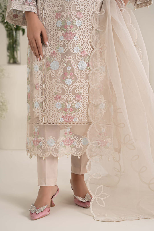 Maria B. | 3 Piece Unstitched Embroidered Organza Shirt with Lawn Lining Suit | DW-EF25-02